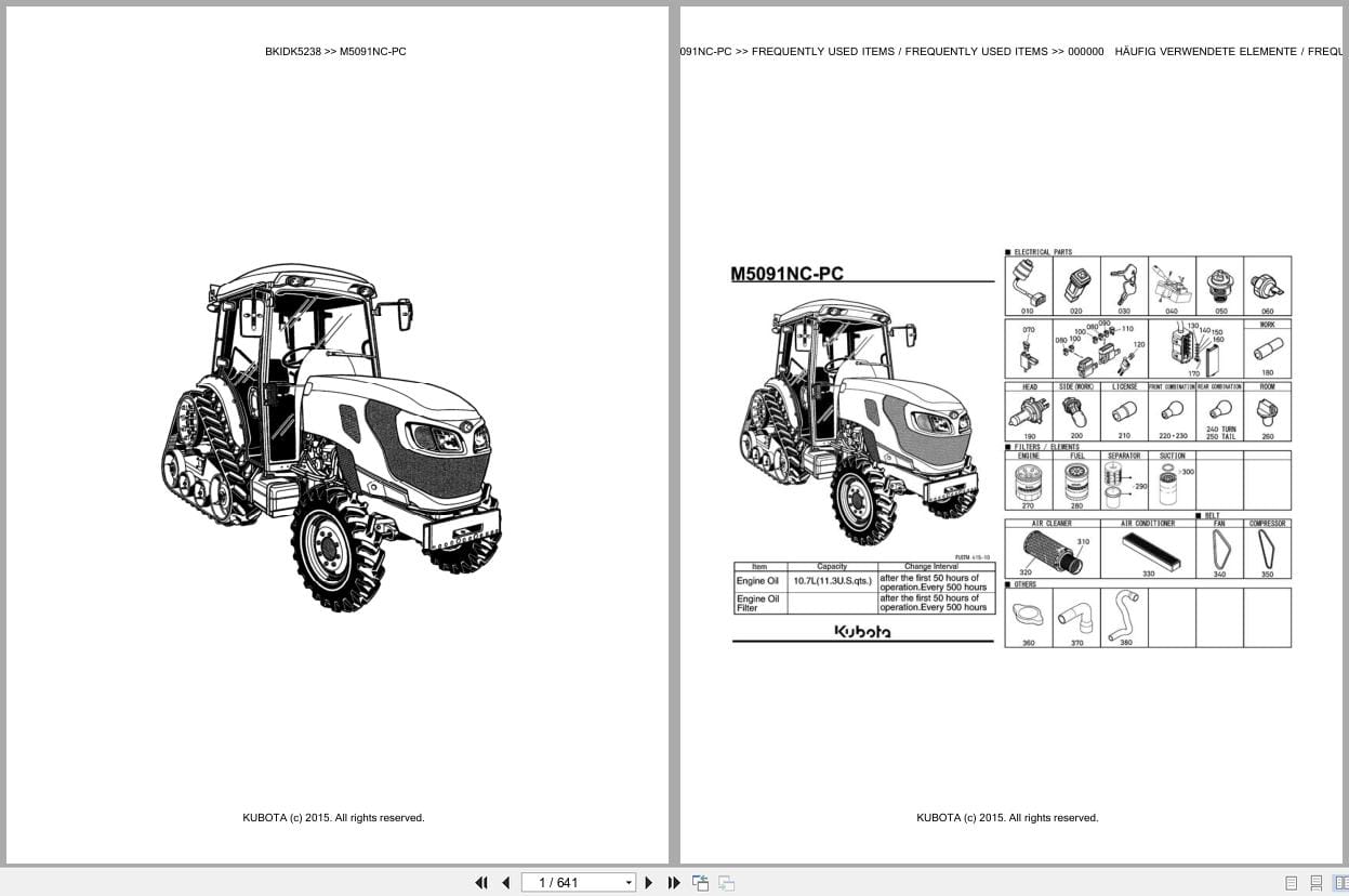 Kubota Tractor M5091NC PC Parts Catalog EN DE (1)