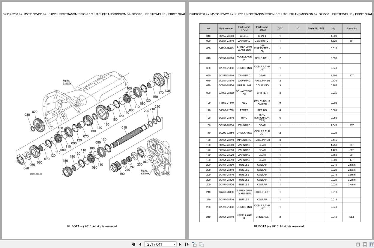 Kubota Tractor M5091NC PC Parts Catalog EN DE (3)