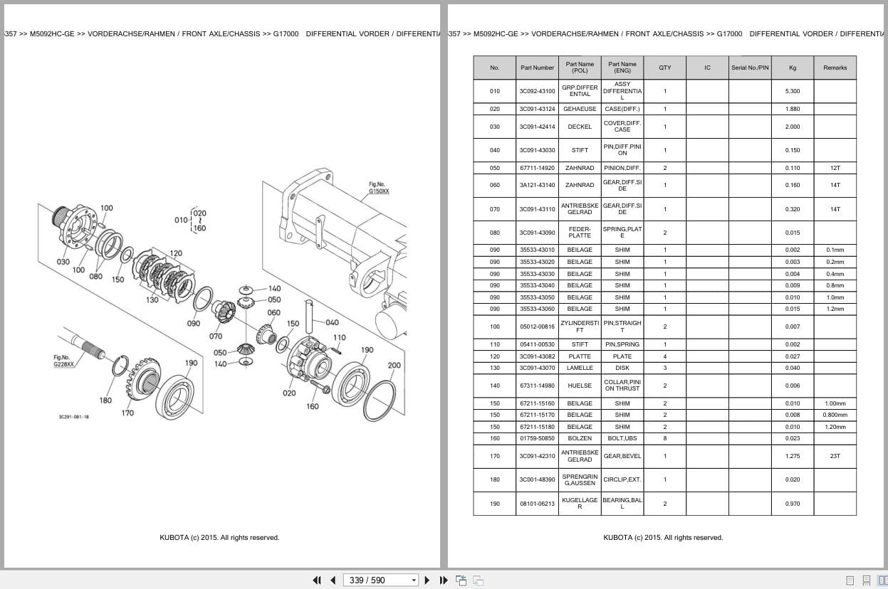 Kubota Tractor M5092HC GE Parts Catalog EN DE (3)