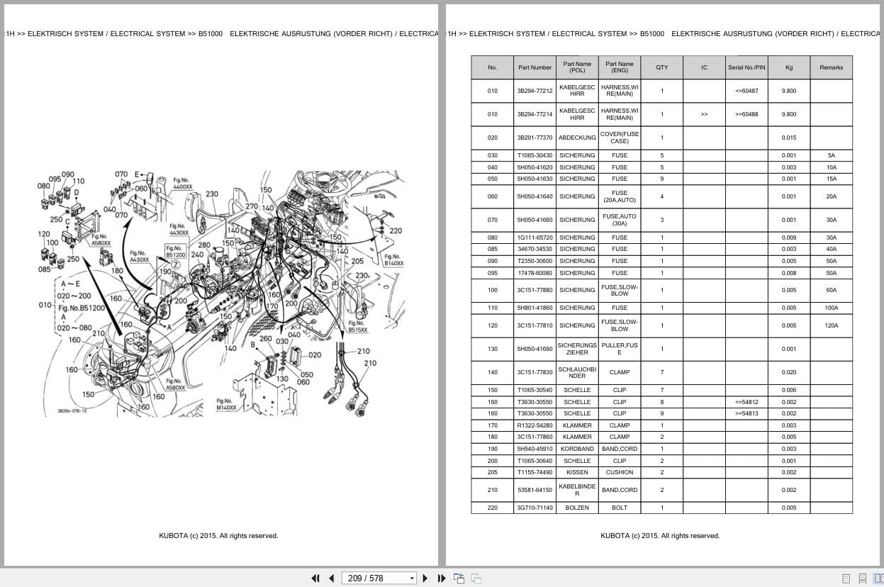 Kubota Tractor M5111H Parts Catalog EN DE (2)