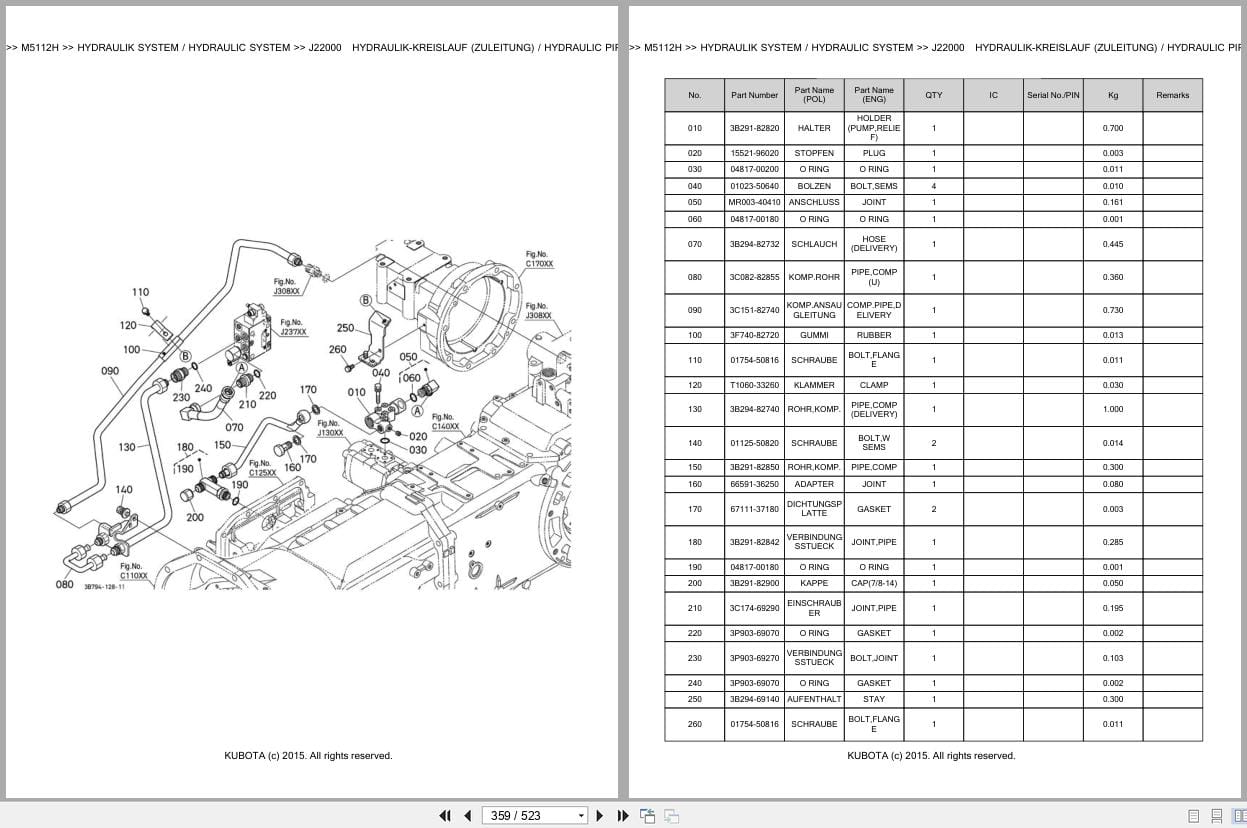 Kubota Tractor M5112H Parts Catalog EN DE (3)