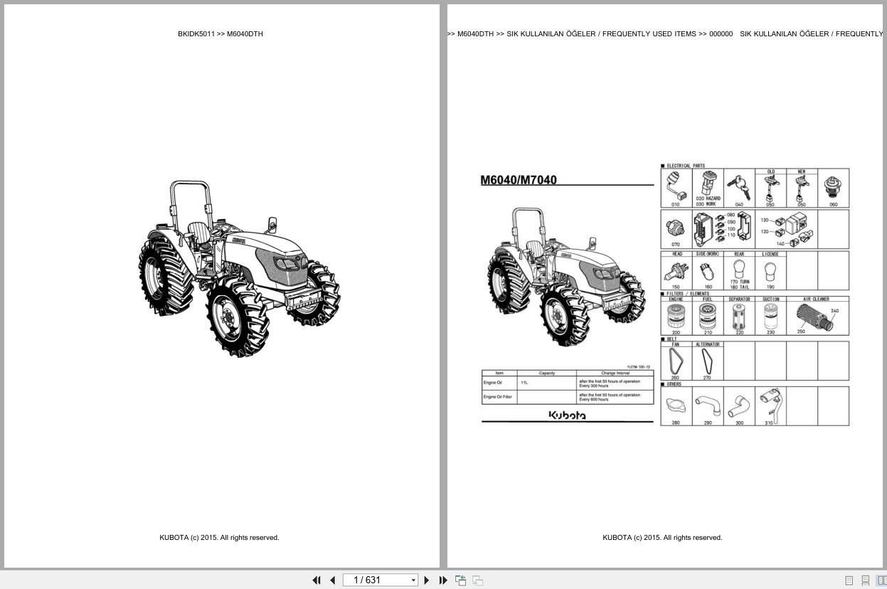 Kubota Tractor M6040DTH Spare Parts Catalog EN TR (1)