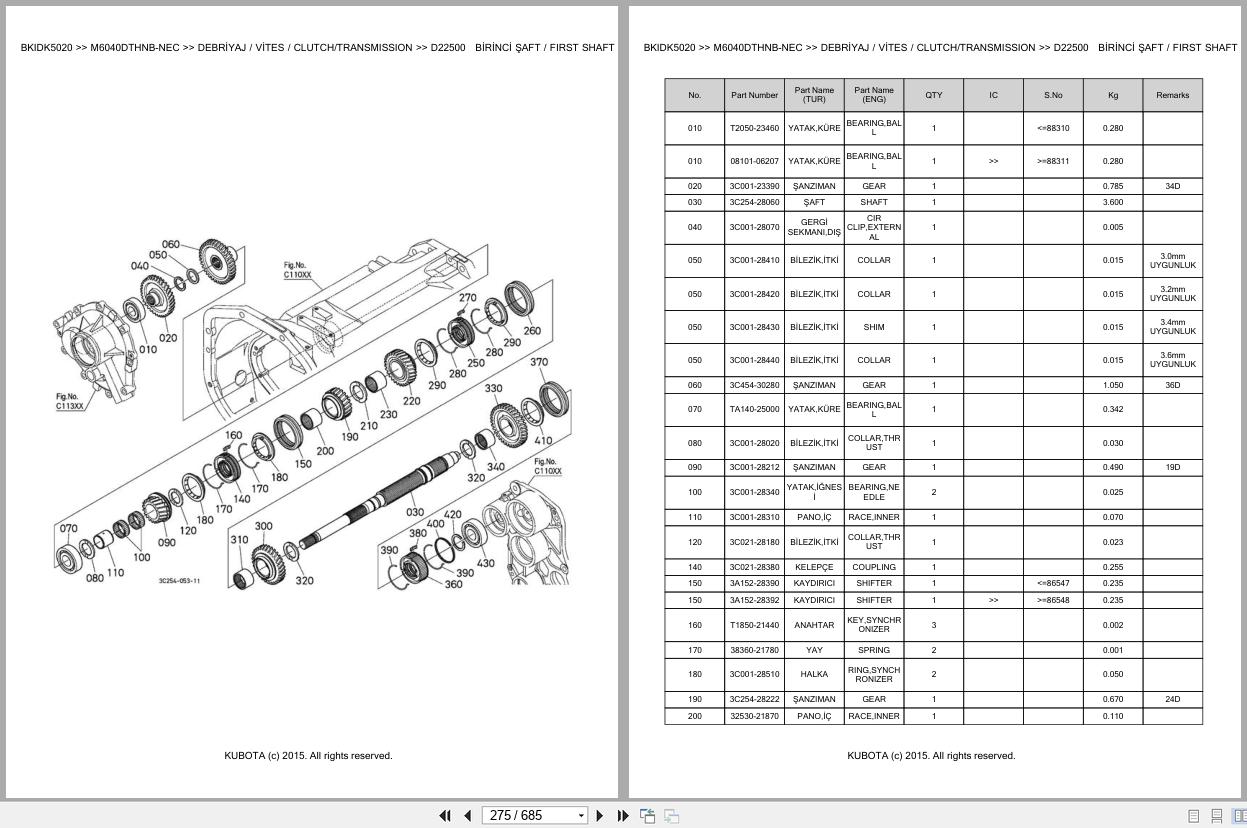 Kubota Tractor M6040DTHNB NEC Spare Parts Catalog EN TR (2)