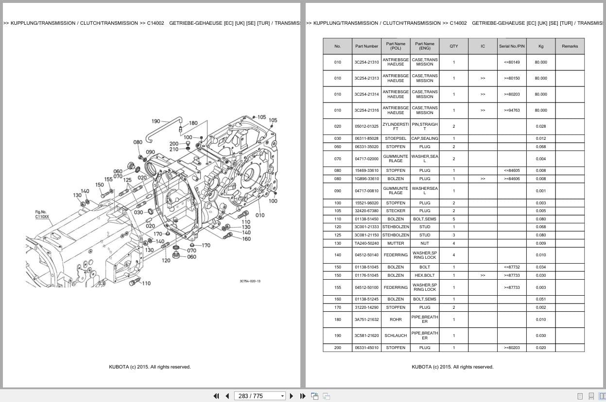 Kubota Tractor M7040DTHC Parts Catalog EN DE (3)