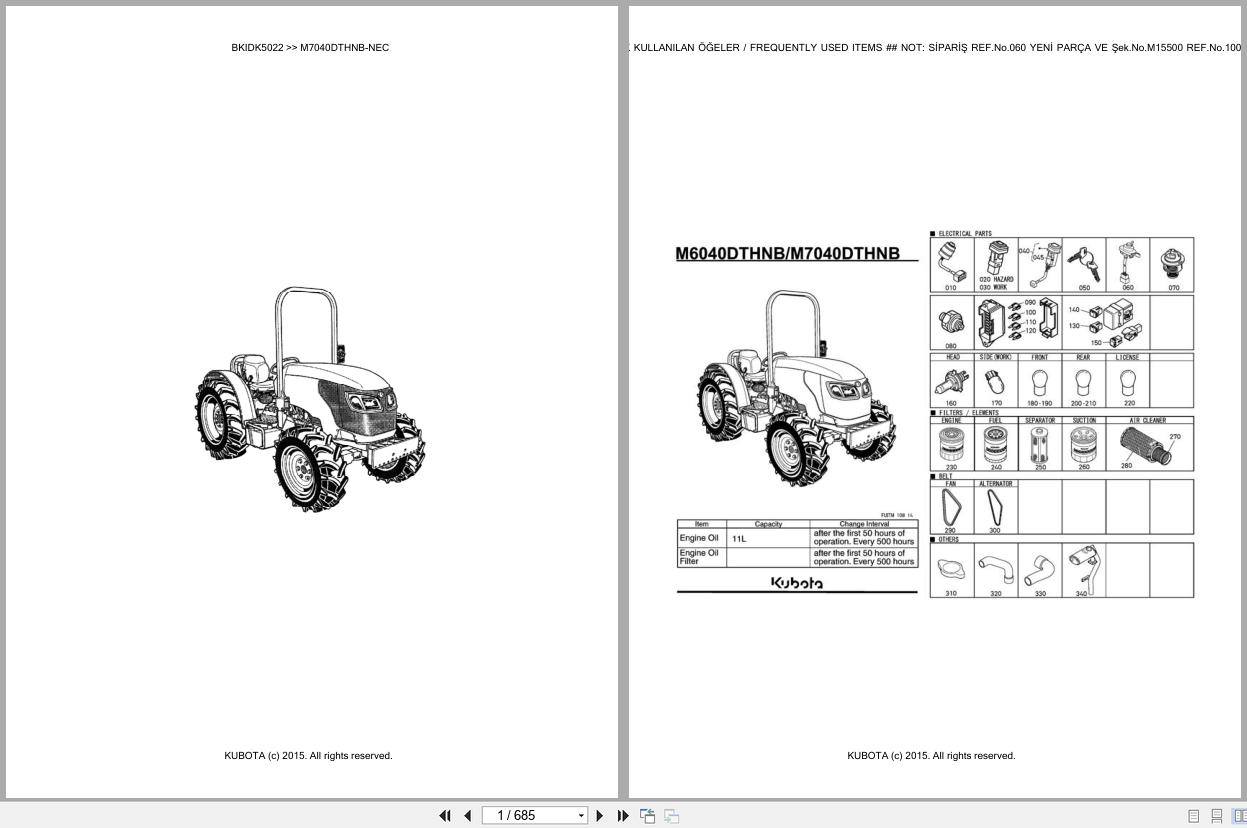 Kubota Tractor M7040DTHNB NEC Spare Parts Catalog EN TR (1)