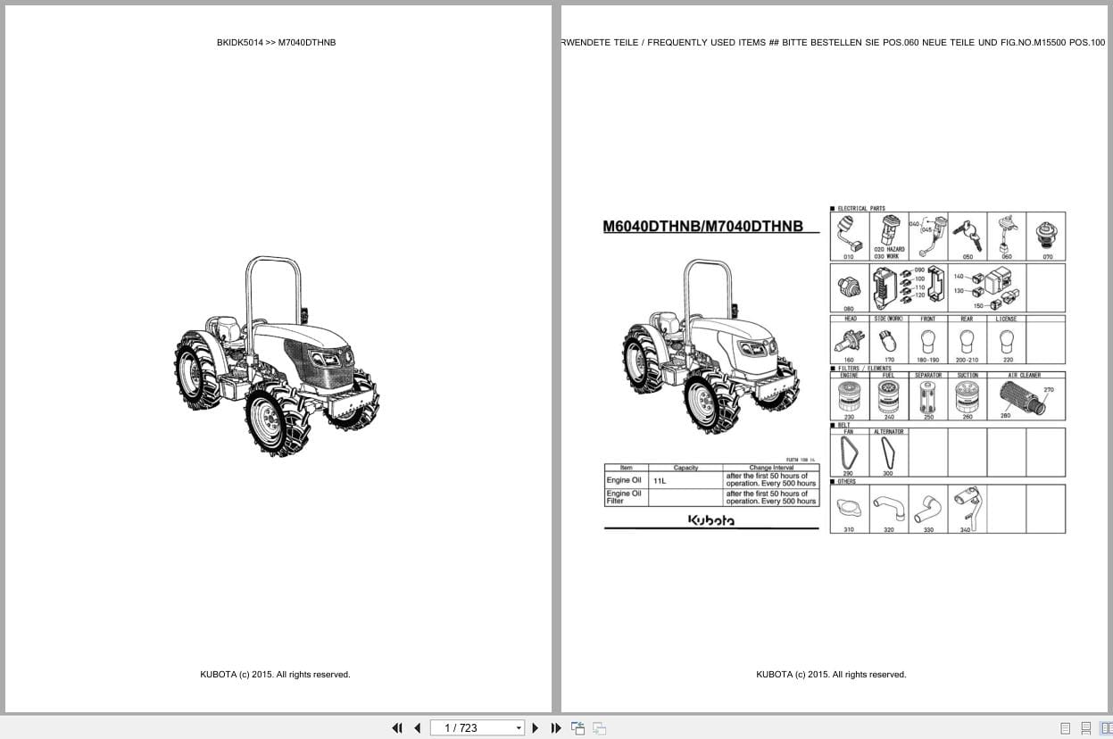 Kubota Tractor M7040DTHNB Parts Catalog EN DE (1)
