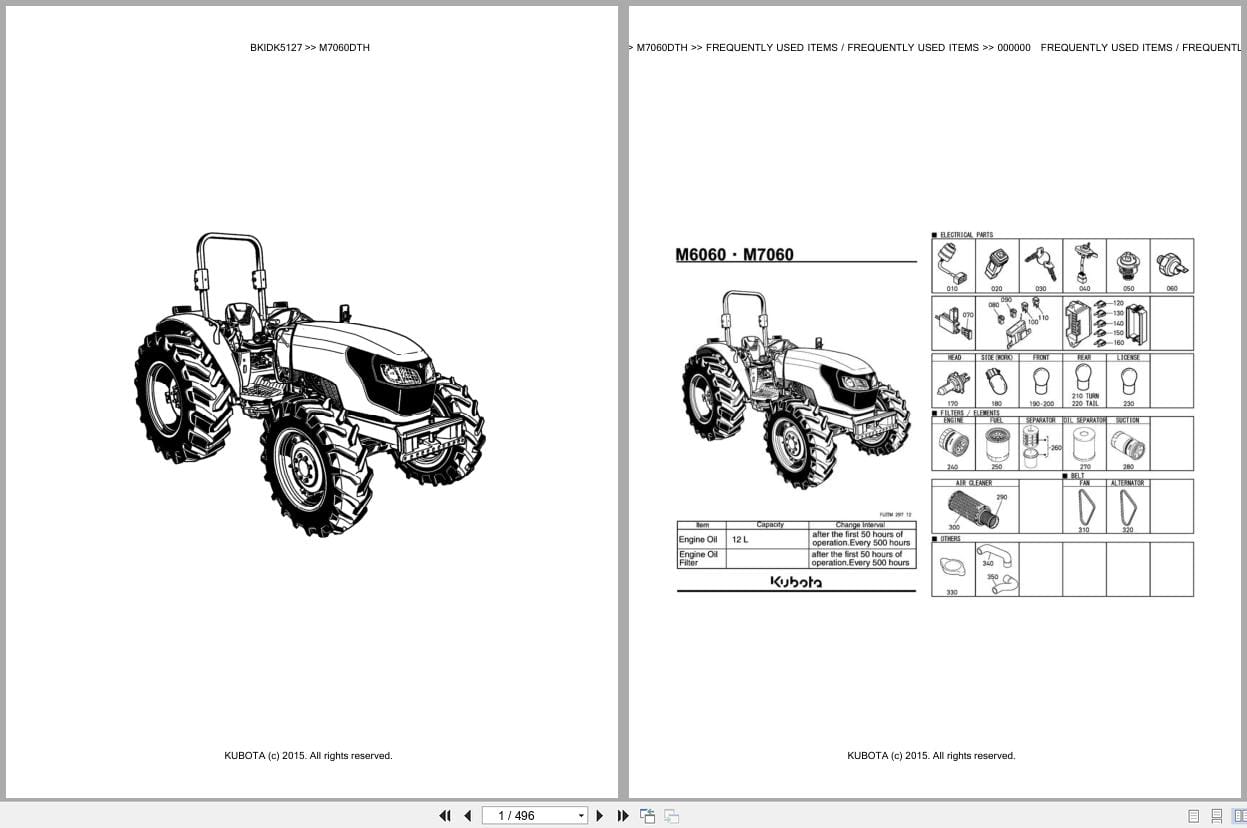 Kubota Tractor M7060DTH Parts Catalog EN DE (1)