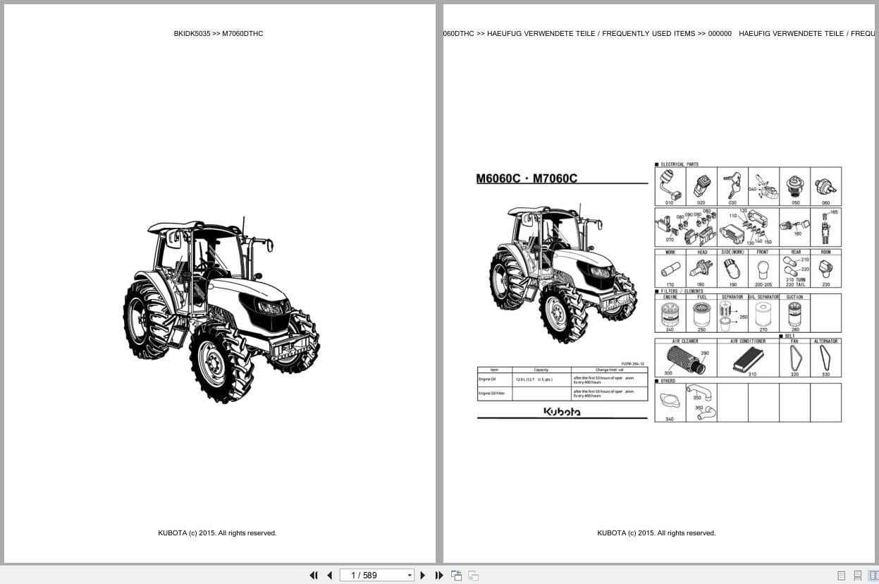 Kubota Tractor M7060DTHC Parts Catalog EN DE (1)