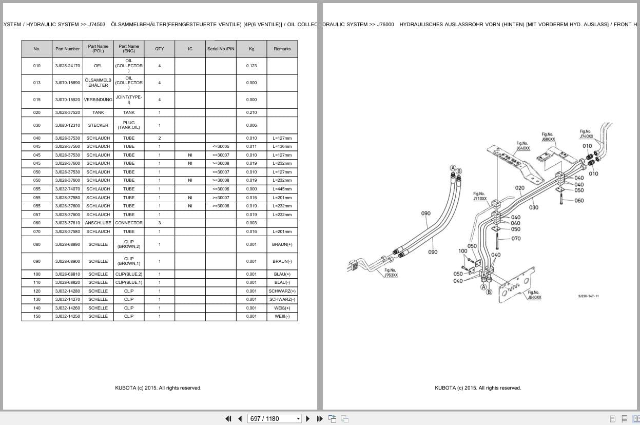 Kubota Tractor M7131P KVT Parts Catalog EN DE (2)