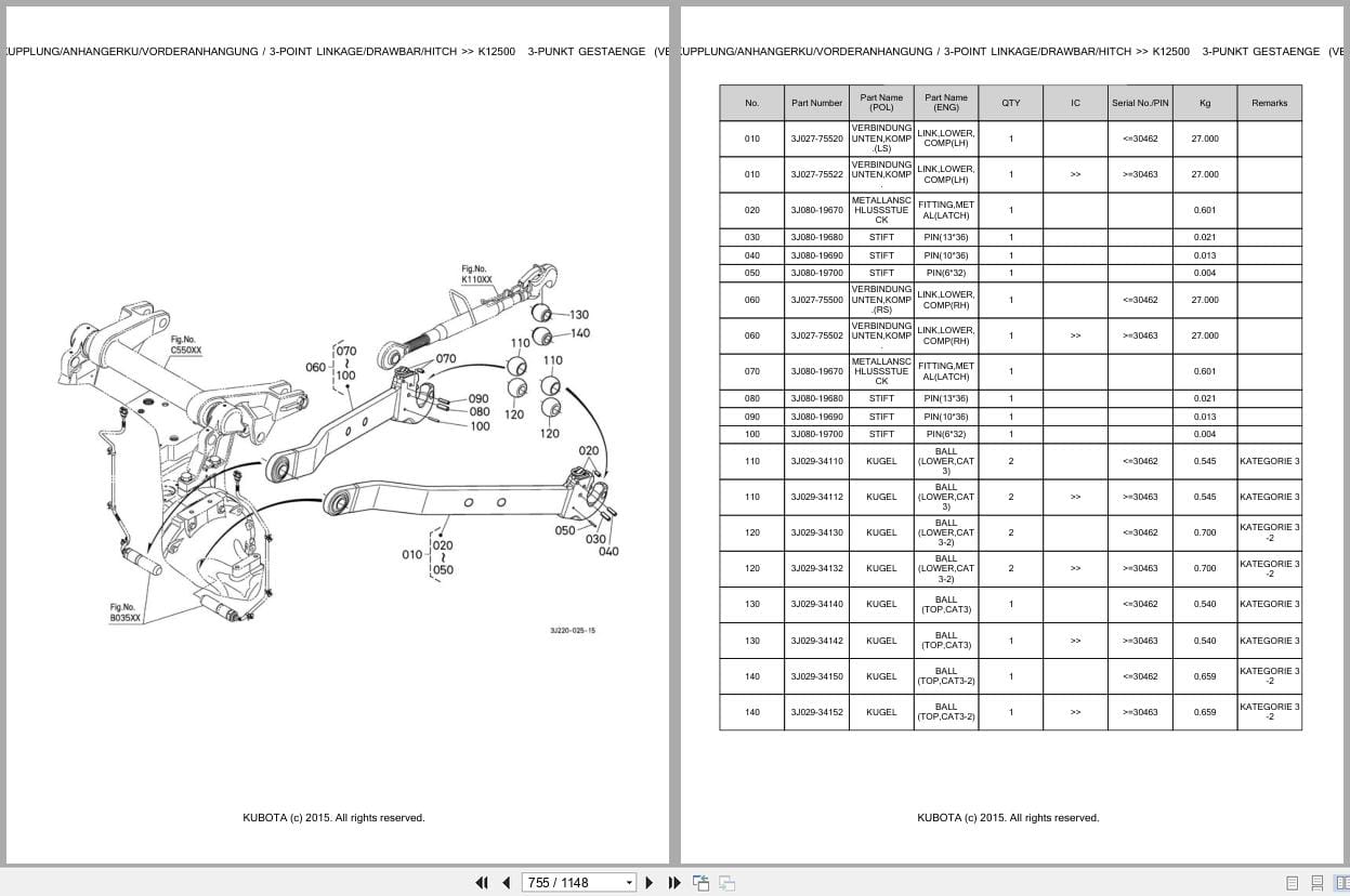 Kubota Tractor M7131P Parts Catalog EN DE (2)
