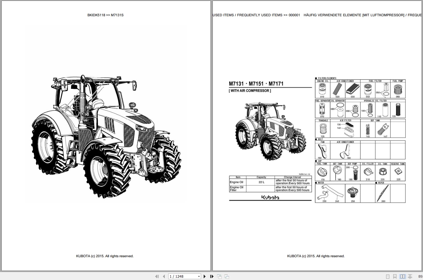 Kubota Tractor M7131S Parts Catalog EN DE (1)