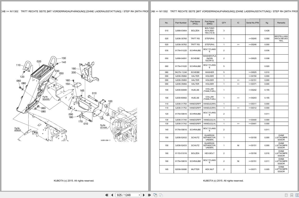 Kubota Tractor M7132P KVT Parts Catalog EN DE (3)