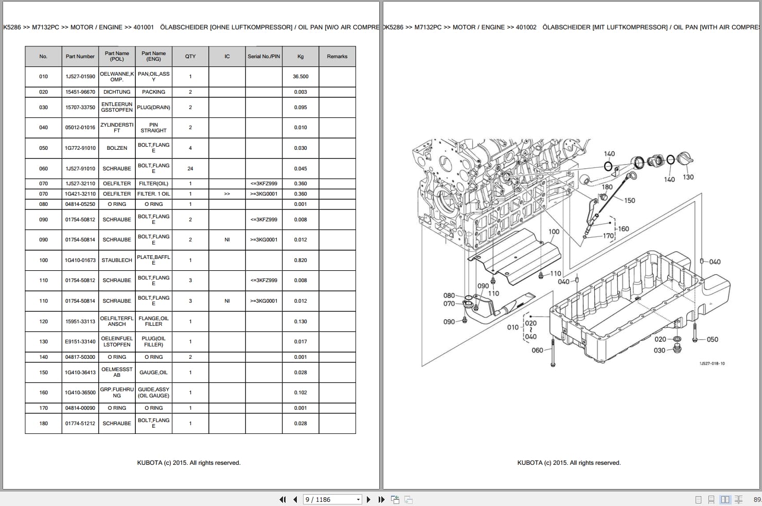 Kubota Tractor M7132PC Parts Catalog EN DE (2)