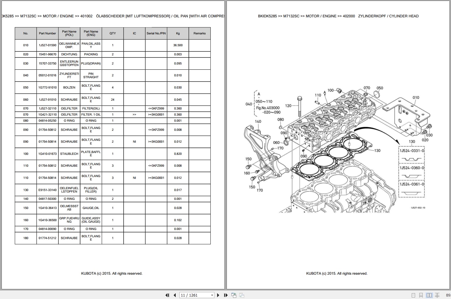 Kubota Tractor M7132SC Parts Catalog EN DE (2)