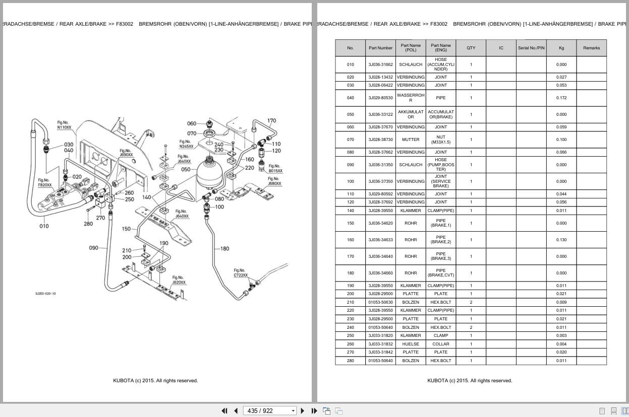 Kubota Tractor M7133P KVT Parts Catalog EN DE (2)
