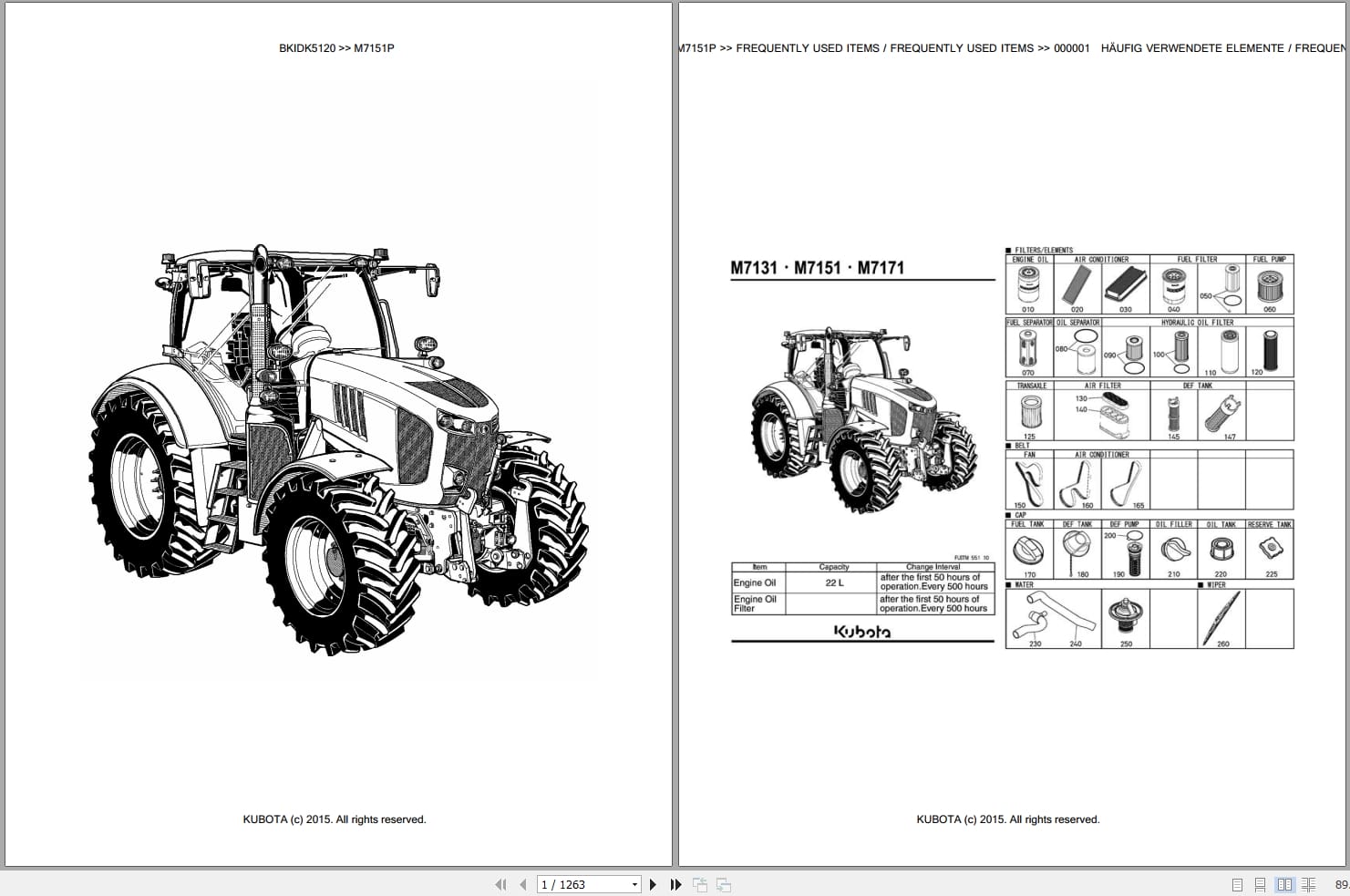 Kubota Tractor M7151P Parts Catalog EN DE (1)