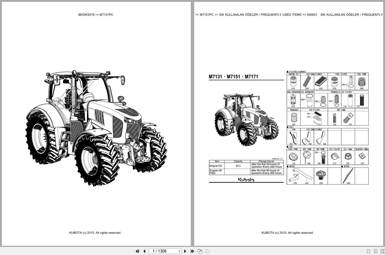 Kubota Tractor M7151PC Spare Parts Catalog EN TR (1)