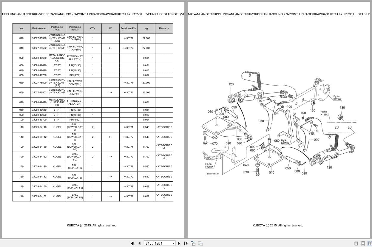 Kubota Tractor M7151S Parts Catalog EN DE (2)