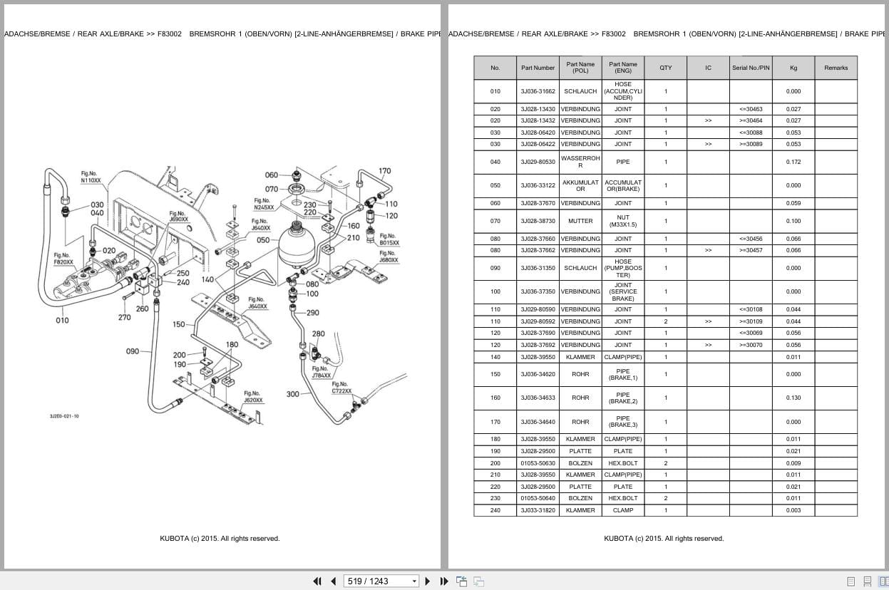 Kubota Tractor M7152P KVT Parts Catalog EN DE (2)