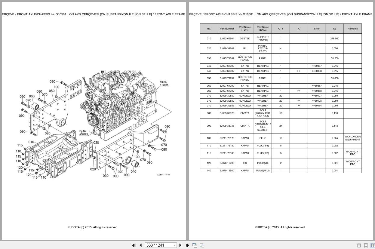 Kubota Tractor M7152P KVT Spare Parts Catalog EN TR (2)