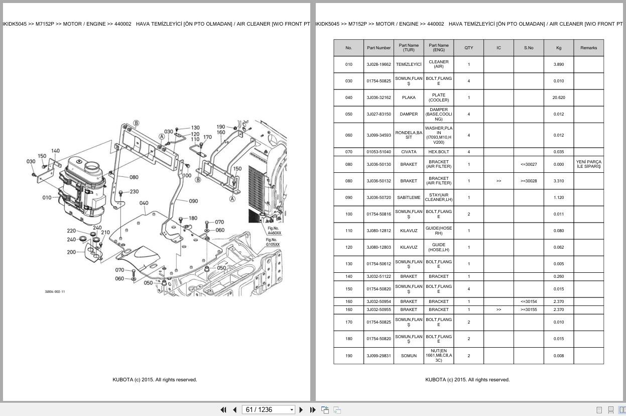 Kubota Tractor M7152P Spare Parts Catalog EN TR (2)