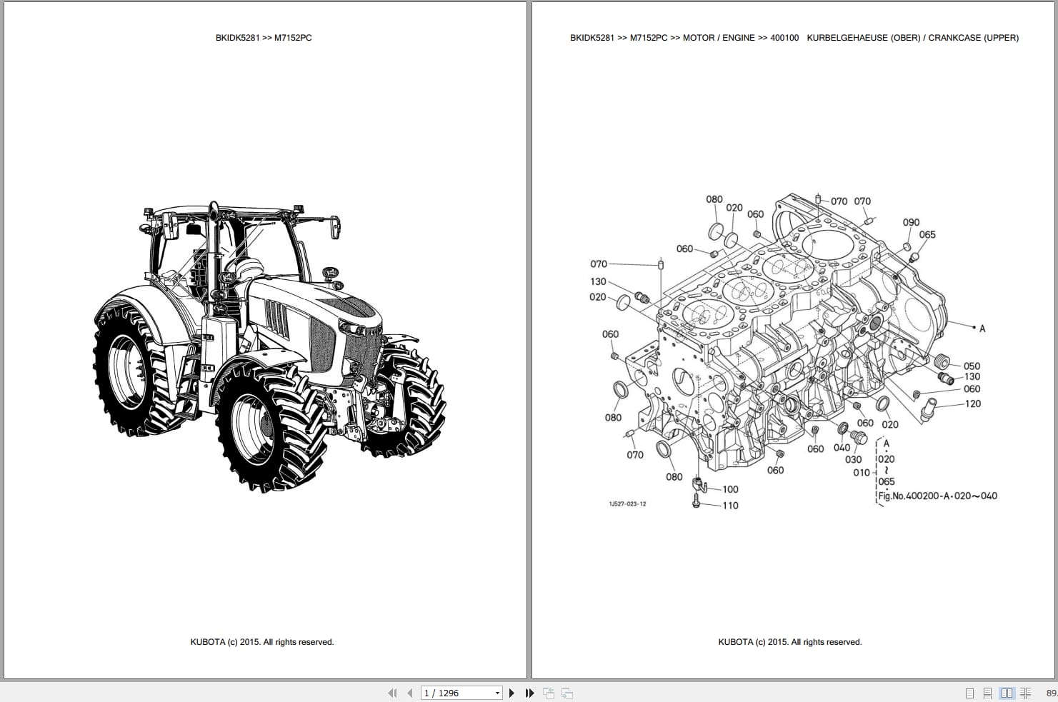 Kubota Tractor M7152PC Parts Catalog EN DE (1)