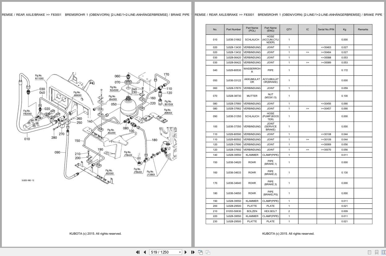 Kubota Tractor M7152S Parts Catalog EN DE (2)