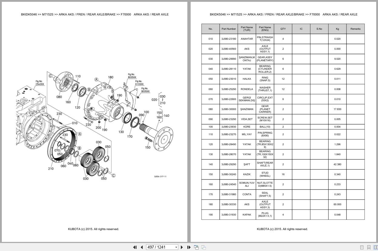 Kubota Tractor M7152S Spare Parts Catalog EN TR (2)