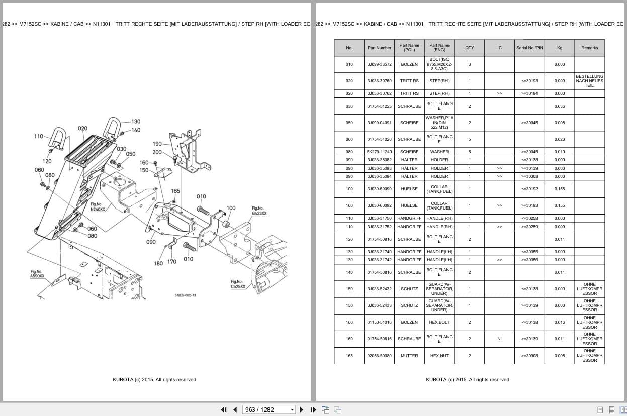 Kubota Tractor M7152SC Parts Catalog EN DE (3)