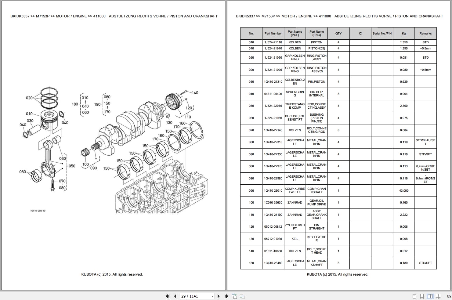 Kubota Tractor M7153P Parts Catalog EN DE (3)