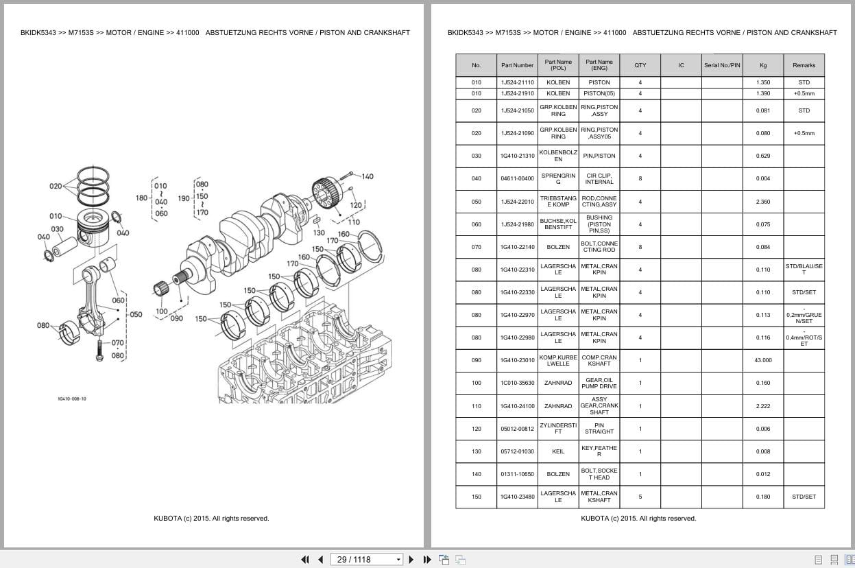 Kubota Tractor M7153S Parts Catalog EN DE (2)