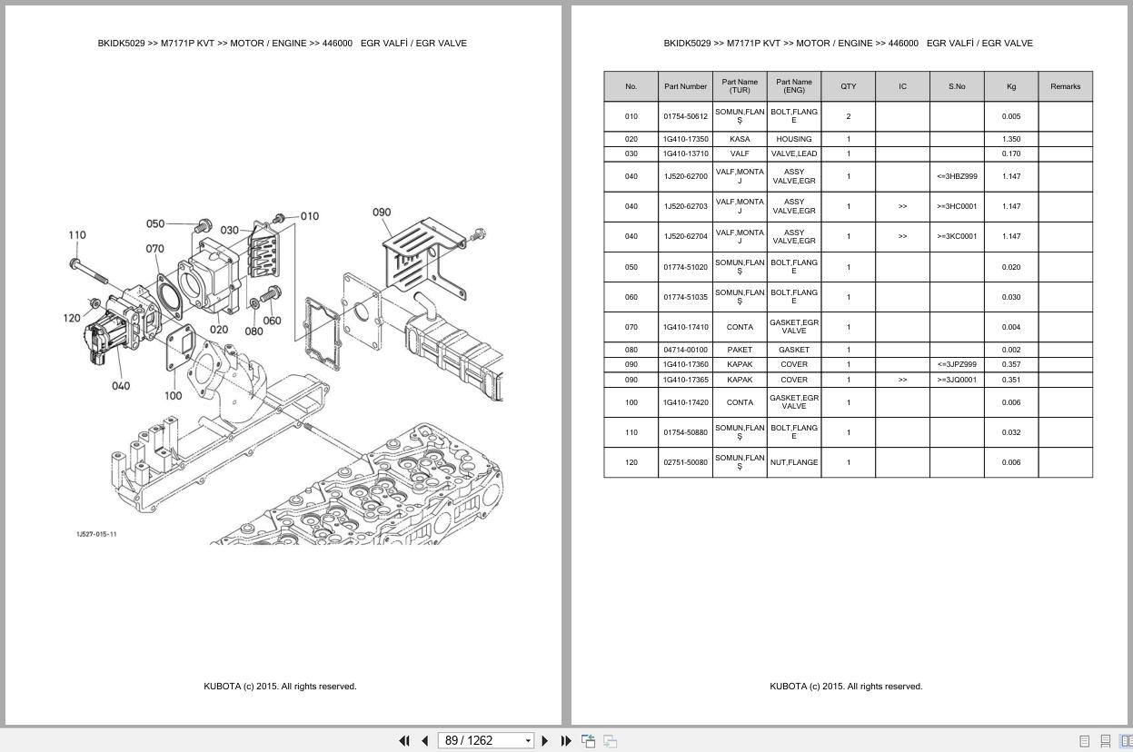 Kubota Tractor M7171P KVT Spare Parts Catalog EN TR (2)