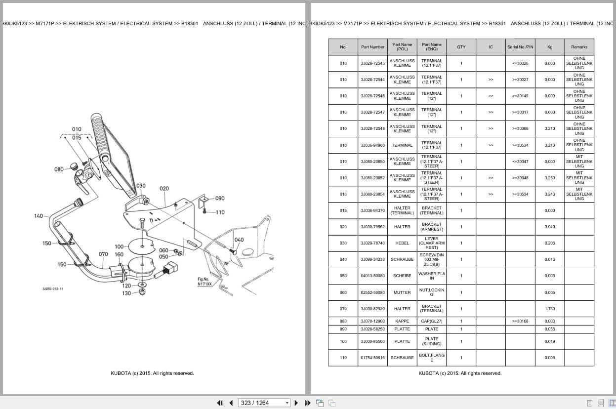 Kubota Tractor M7171P Parts Catalog EN DE (2)