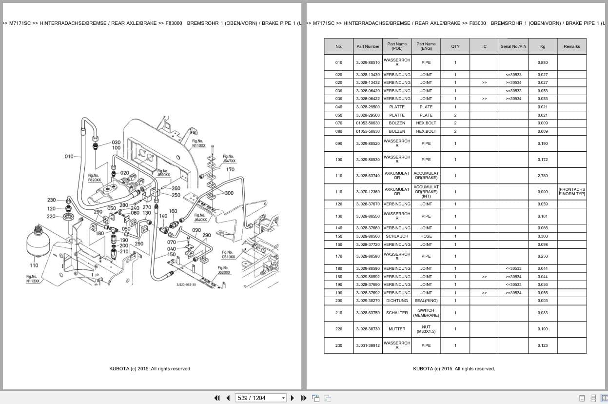 Kubota Tractor M7171SC Parts Catalog EN DE (2)