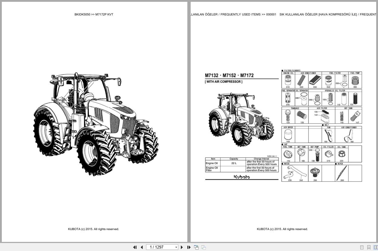 Kubota Tractor M7172P KVT Spare Parts Catalog EN TR (1)