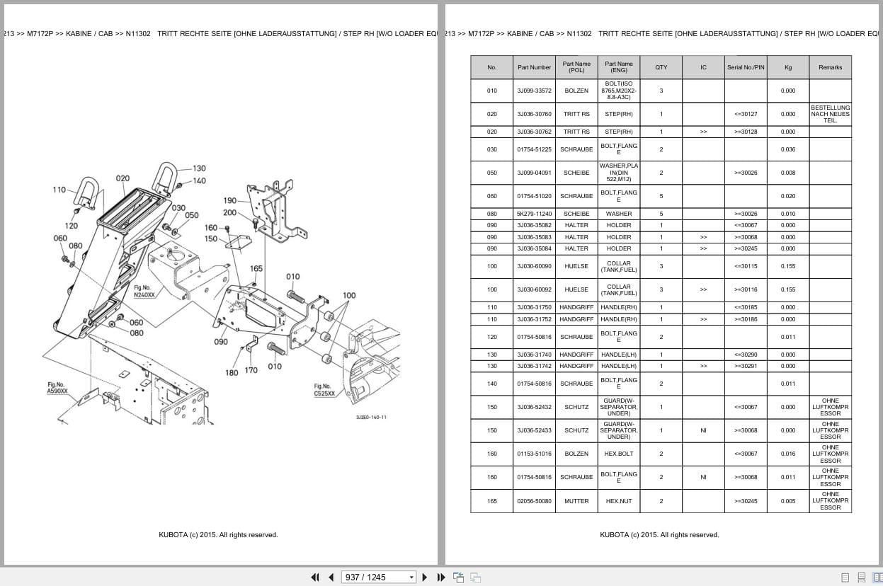 Kubota Tractor M7172P Parts Catalog EN DE (3)