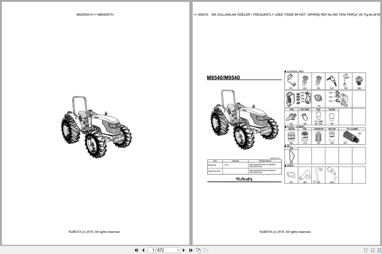 Kubota Tractor M8540DTH Spare Parts Catalog EN TR (1)