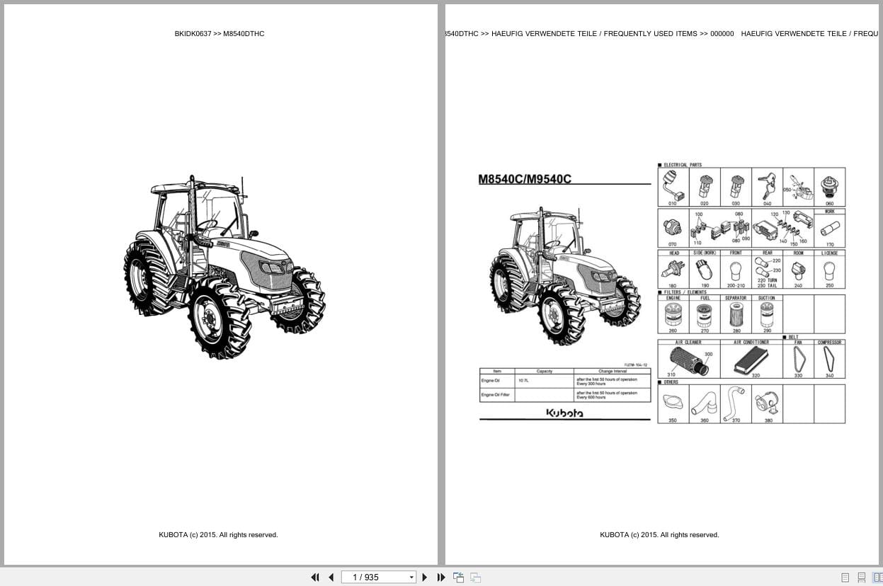 Kubota Tractor M8540DTHC Parts Catalog EN DE (1)