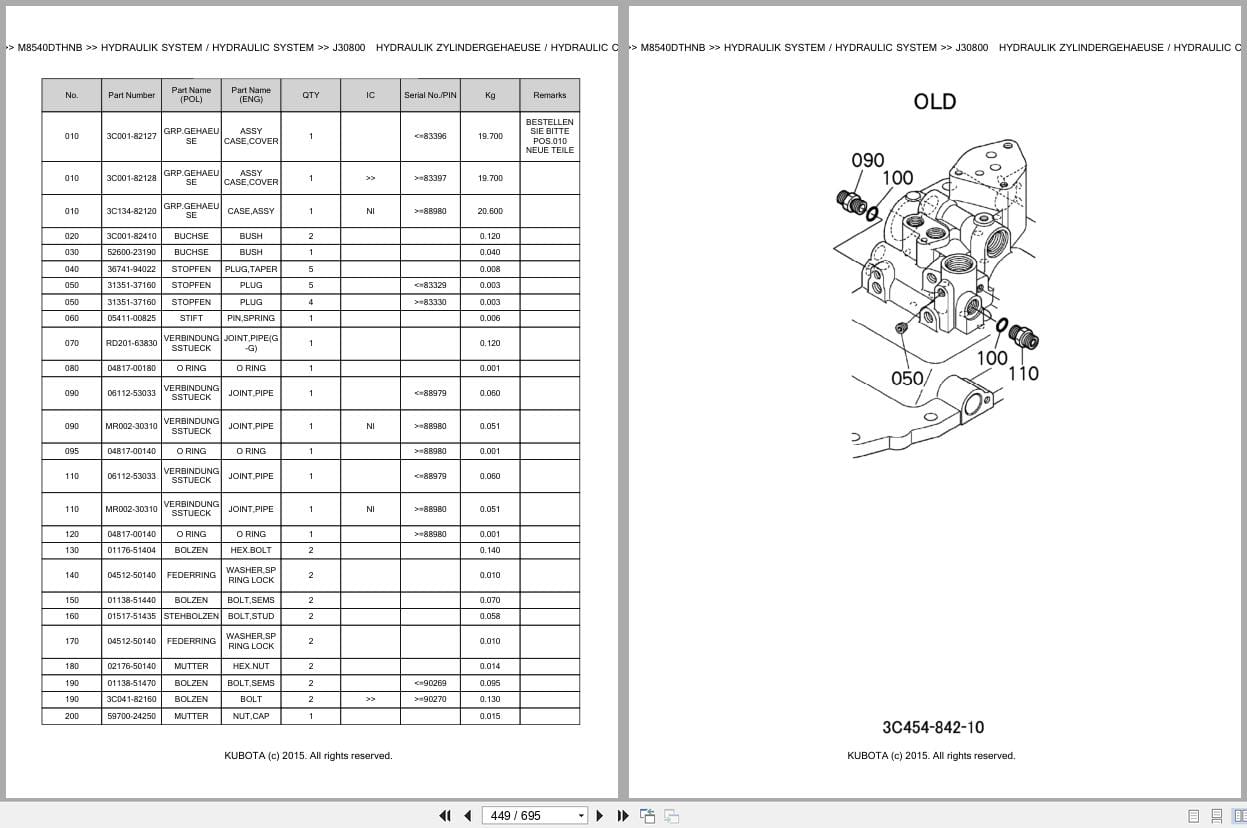 Kubota Tractor M8540DTHNB Parts Catalog EN DE (2)