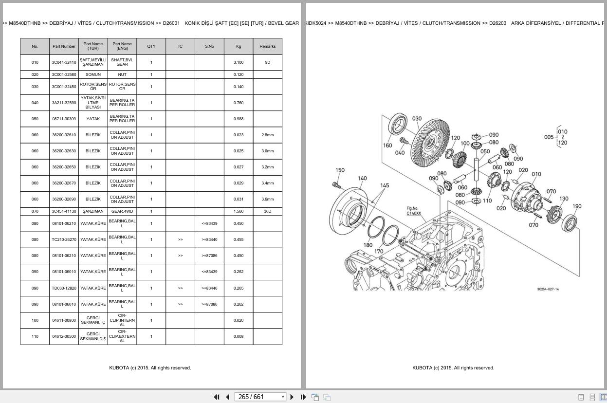 Kubota Tractor M8540DTHNB Spare Parts Catalog EN TR (2)