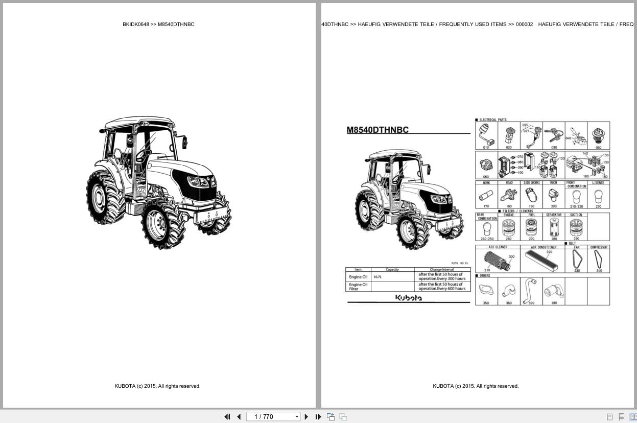 Kubota Tractor M8540DTHNBC Parts Catalog EN DE (1)