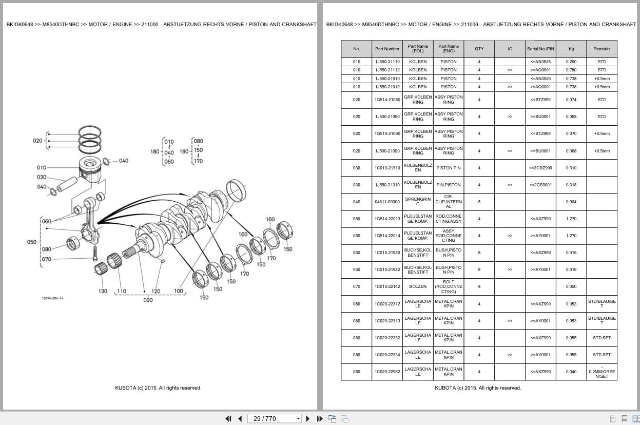 Kubota Tractor M8540DTHNBC Parts Catalog EN DE (2)