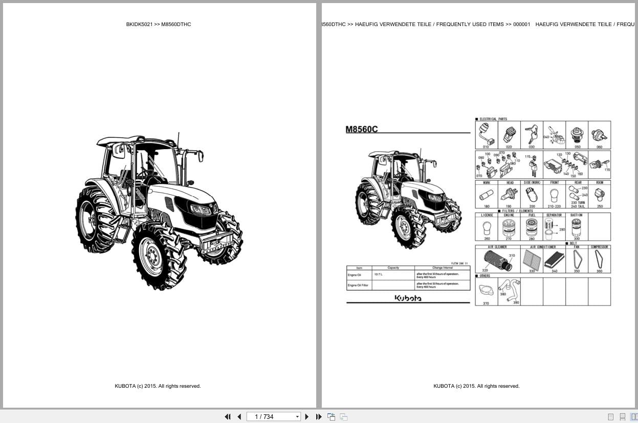 Kubota Tractor M8560DTHC Parts Catalog EN DE (1)