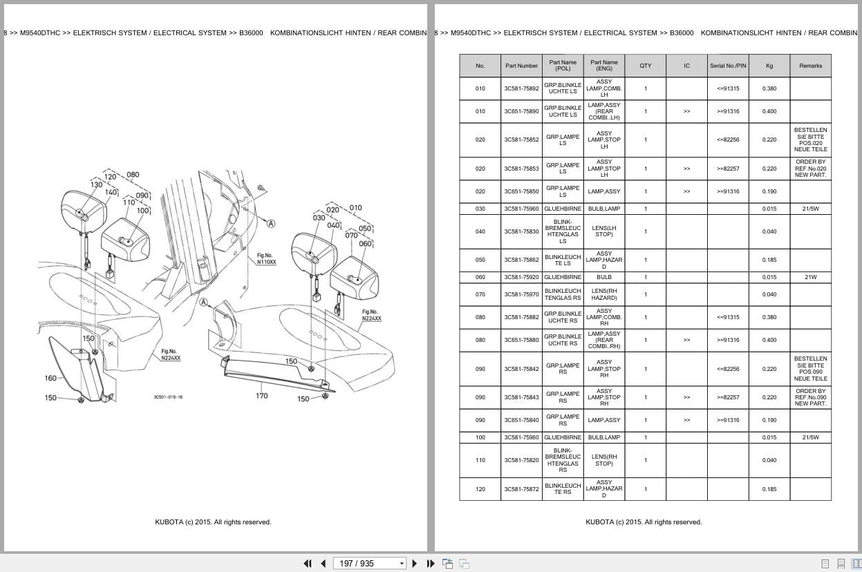 Kubota Tractor M9540DTHC Parts Catalog EN DE (3)