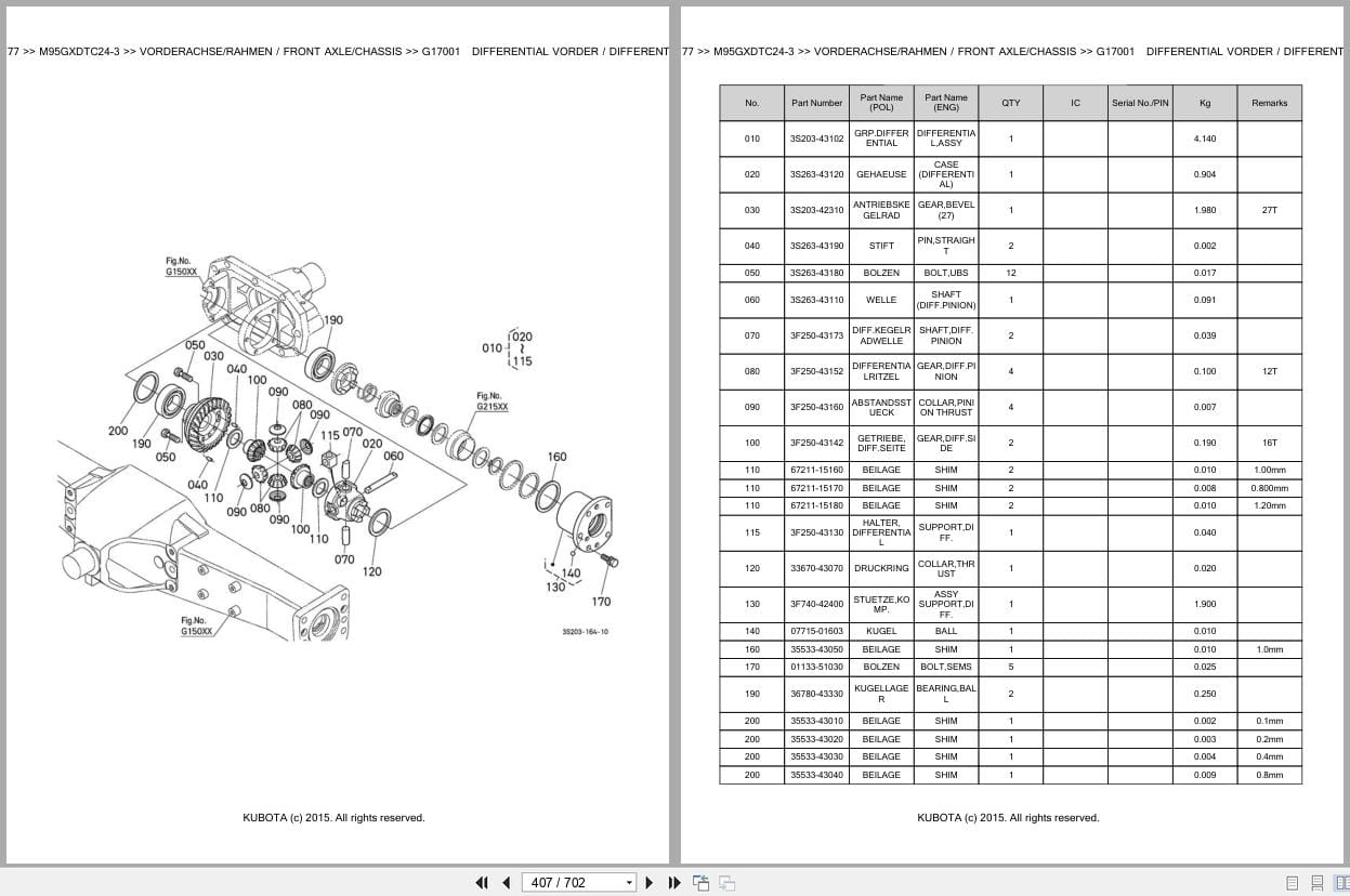 Kubota Tractor M95GXDTC24 3 Parts Catalog EN DE (3)