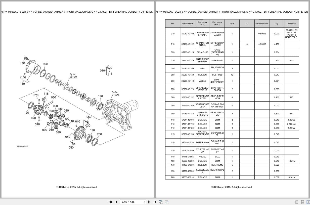 Kubota Tractor M95GXDTSC24 3 Parts Catalog EN DE (3)