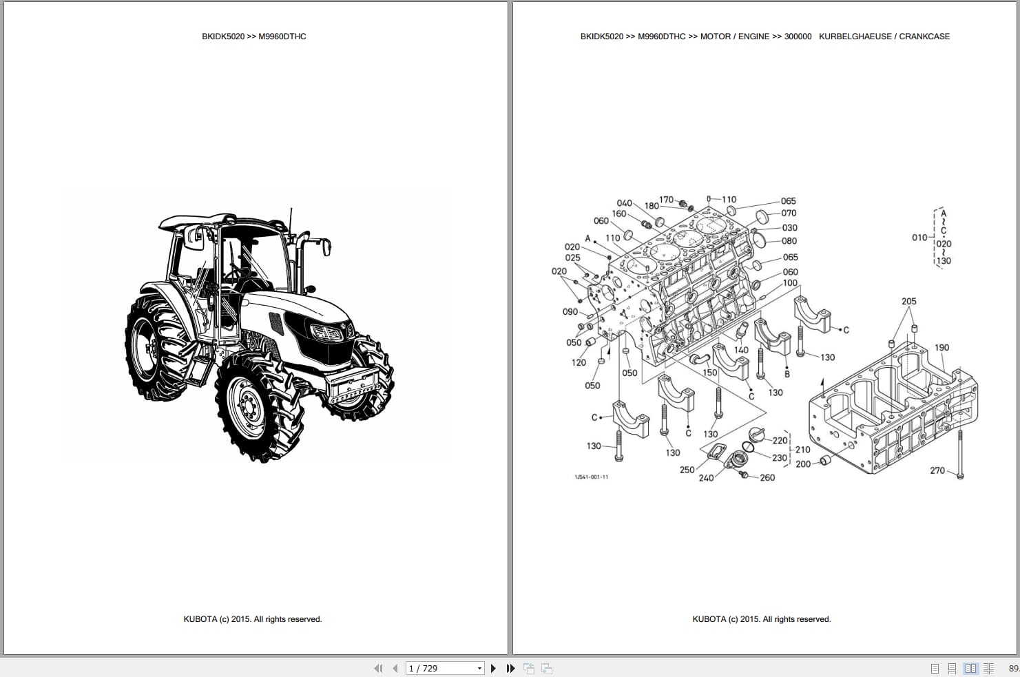 Kubota Tractor M9960DTHC Parts Catalog EN DE (1)