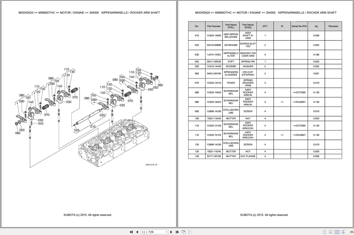 Kubota Tractor M9960DTHC Parts Catalog EN DE (2)