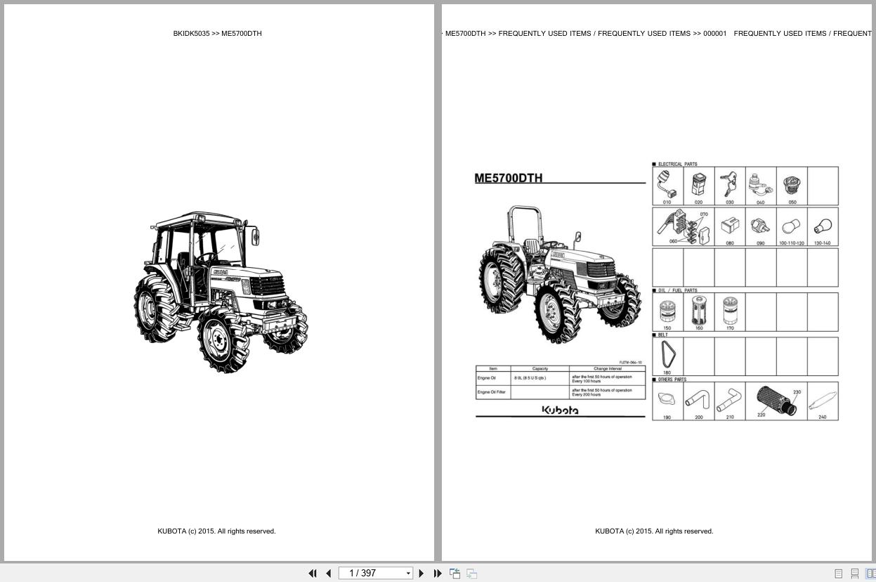 Kubota Tractor ME5700DTH Spare Parts Catalog EN TR (1)