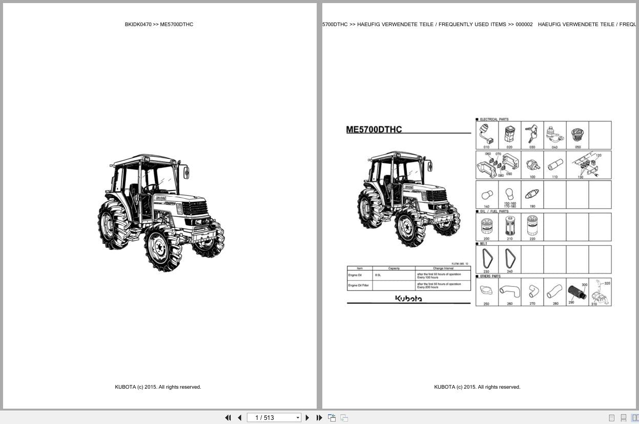 Kubota Tractor ME5700DTHC Parts Catalog EN DE (1)